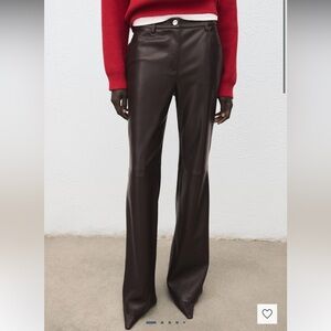 MANGO FAUX-LEATHER FLARED TROUSERS